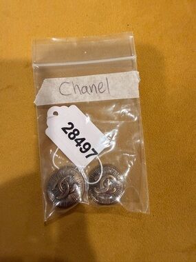 CHANEL Silver-Tone CC Button Hair Clips